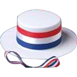 Patriotic Skimmer Hat For Stuffed Animal With Red, White And Blue Band. Blank