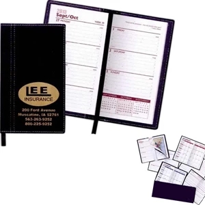 Enterprise - Two Tone Vinyl Soft Cover Monthly 1-color Planner With Ribbon Divider