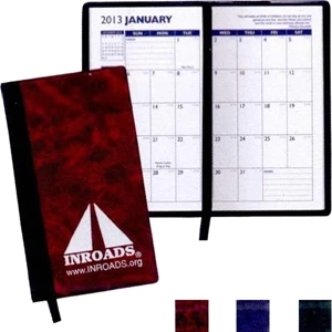Florence - Designer Hard Cover Monthly 1-color Pocket Planner With Ribbon Divider