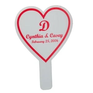 Heart - Weather Resistant Hand Fan, Made Of Corrugated Plastic, Approximately 8" X 12"