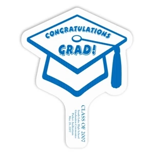 Graduation Cap - Weather Resistant Hand Fan, Made Of Corrugated Plastic, Approximately 8" X 12"