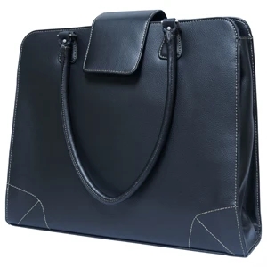 Uzzi - Simulated Leather Pvc Computer Tote With Magnetic Flap Closure. Fully Lined