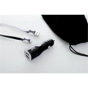 Car Charger Ad310 With Micro Usb Sync/data And Charging Cable Ed308 Gift Pouch Set