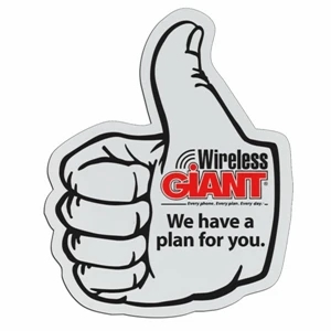 Thumbs Up - Lightweight Plastic Sports Badge With Safety Pin Or Magnet Backing