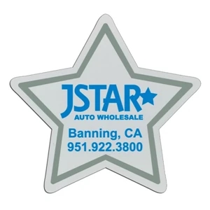 Star - White Lightweight Plastic Badge With Safety Pin Or Magnet Backing