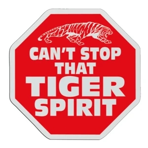 Stop Sign - White Lightweight Plastic Badge With Safety Pin Or Magnet Backing