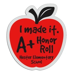 Apple - White Lightweight Plastic Badge With Safety Pin Or Magnet Backing