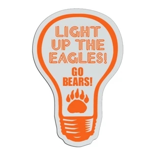 Lightbulb - White Lightweight Plastic Badge With Safety Pin Or Magnet Backing