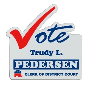 Vote - White Lightweight Plastic Badge With Safety Pin Or Magnet Backing