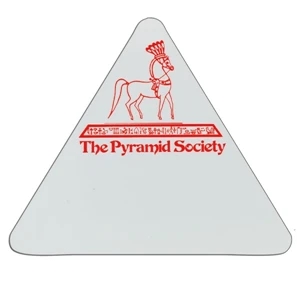 Triangle Up - White Lightweight Plastic Badge With Safety Pin Or Magnet Backing