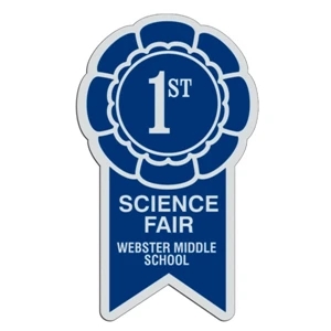 Ribbon - White Lightweight Plastic Badge With Safety Pin Or Magnet Backing
