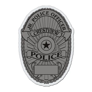 Police Badge - White Lightweight Plastic Badge With Safety Pin Or Magnet Backing
