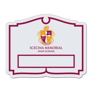 Sign Badge - Wide - White Lightweight Plastic Badge With Safety Pin Or Magnet Backing