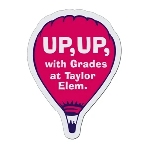Balloon - White Lightweight Plastic Badge With Safety Pin Or Magnet Backing