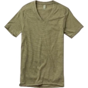 2 X L - Men's Feeder Stripe V-neck T-shirt Made Of 50% Polyester, 8% Cotton And 12% Rayon