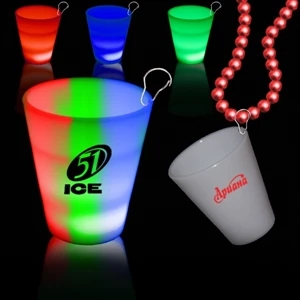 Rainbow 2 Oz Lighted Up Neon Look Led Light Up Glow Shot Glass Medallion