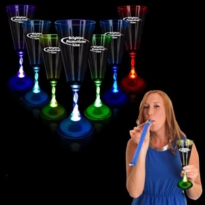 7 1/2 Oz Light Up Drinking Bar Champagne Glass With Frosted Base Stemware