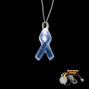 High Quality, Ribbon Shape Blue Light-up Acrylic Pendant On A 24" Necklace