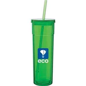 Torino - Apple - 16 Oz Acrylic Double Wall Tumbler With Threaded Lid And Matching Straw