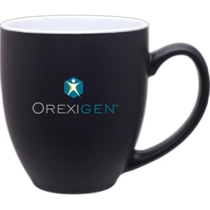 Bistro - Black - Ceramic, Two Tone, Matte Color Mug With Glossy White Interior Mug, 15 Oz