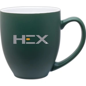 Bistro - Green - Ceramic, Two Tone, Matte Color Mug With Glossy White Interior Mug, 15 Oz