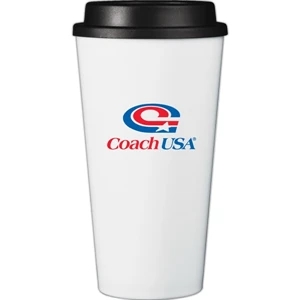 Cup2go (r) - White - 16 Oz Double Wall Polypropylene Cup With Threaded Lid