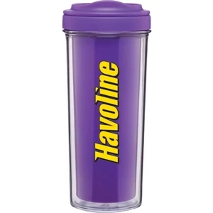 Evo - Purple - 15 Oz Double Wall Acrylic Tumbler With Ergonomic Push-on Swivel Lid