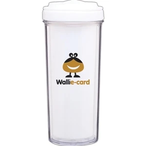 Evo - White - 15 Oz Double Wall Acrylic Tumbler With Ergonomic Push-on Swivel Lid
