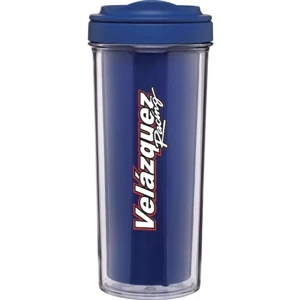 Evo - Blue - 15 Oz Double Wall Acrylic Tumbler With Ergonomic Push-on Swivel Lid