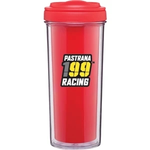 Evo - Red - 15 Oz Double Wall Acrylic Tumbler With Ergonomic Push-on Swivel Lid
