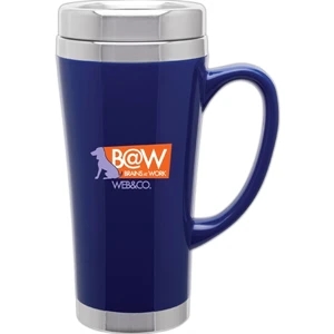 Fusion - Blue - 16 Oz Acrylic Mug With 18/8 Stainless Steel Liner, Foam Insulated, Push On Lid