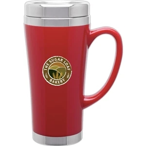 Fusion - Red - 16 Oz Acrylic Mug With 18/8 Stainless Steel Liner, Foam Insulated, Push On Lid
