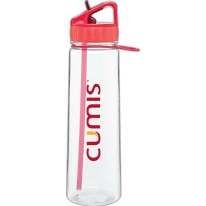H2go (r) Angle - Red - 30 Oz Single Wall Tritan (tm) Copolyester Bottle With Flip-up Straw, Silicone Grip
