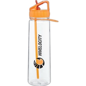 H2go (r) Angle - Tangerine - 30 Oz Single Wall Tritan (tm) Copolyester Bottle With Flip-up Straw, Silicone Grip