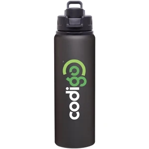 H2go (r) Surge - Matte Black - 28 Oz Single Wall Aluminum Water Bottle With Threaded Flip-top Lid