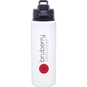 H2go (r) Surge - White - 28 Oz Single Wall Aluminum Water Bottle With Threaded Flip-top Lid