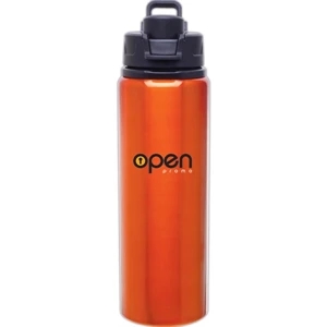 H2go (r) Surge - Tangerine - 28 Oz Single Wall Aluminum Water Bottle With Threaded Flip-top Lid