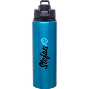 H2go (r) Surge - Aqua - 28 Oz Single Wall Aluminum Water Bottle With Threaded Flip-top Lid