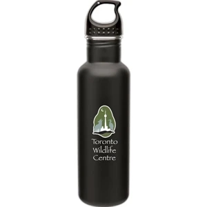 H2go (r) Bolt - Matte Black - 24 Oz Single Wall 18/8 Stainless Steel Water Bottle With Threaded Lid