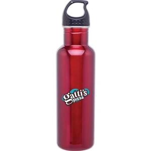 H2go (r) Bolt - Red - 24 Oz Single Wall 18/8 Stainless Steel Water Bottle With Threaded Lid