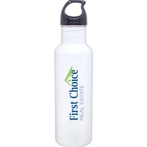 H2go (r) Bolt - White - 24 Oz Single Wall 18/8 Stainless Steel Water Bottle With Threaded Lid