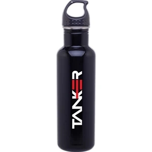 H2go (r) Bolt - Black - 24 Oz Single Wall 18/8 Stainless Steel Water Bottle With Threaded Lid