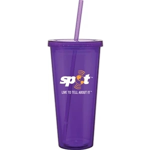 Spirit - Purple - 20 Oz Acrylic Double Wall Tumbler With Threaded Lid And Matching Straw