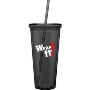 Spirit - Graphite - 20 Oz Acrylic Double Wall Tumbler With Threaded Lid And Matching Straw
