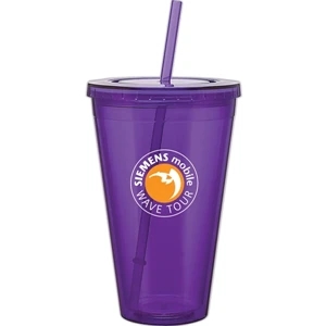 Spirit - Purple - 24 Oz Acrylic Double Wall Tumbler With Threaded Lid And Matching Straw