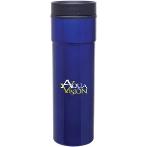 Como - Blue - 16 Oz Stainless Steel Tumbler With Plastic Liner, Foam Insulated, Push-on Lid