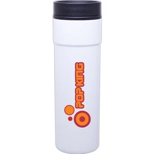 Como - White - 16 Oz Stainless Steel Tumbler With Plastic Liner, Foam Insulated, Push-on Lid