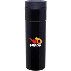Como - Black - 16 Oz Stainless Steel Tumbler With Plastic Liner, Foam Insulated, Push-on Lid