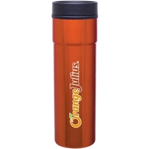 Como - Orange - 16 Oz Stainless Steel Tumbler With Plastic Liner, Foam Insulated, Push-on Lid