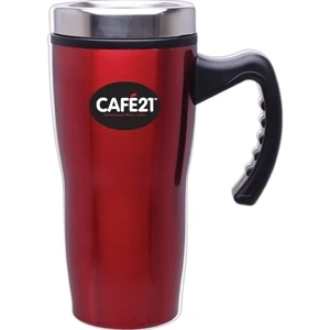 Stealth - Red - 16 Oz Double Wall Stainless Steel Mug With Plastic Liner, Foam Insulated
